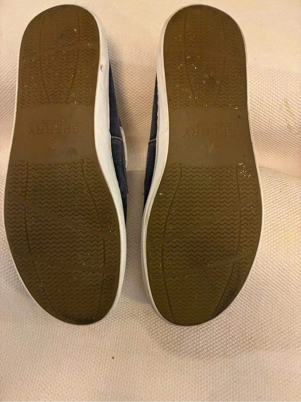 Sperry Navy and Gray Canvas Leather-Trim Boat Shoes